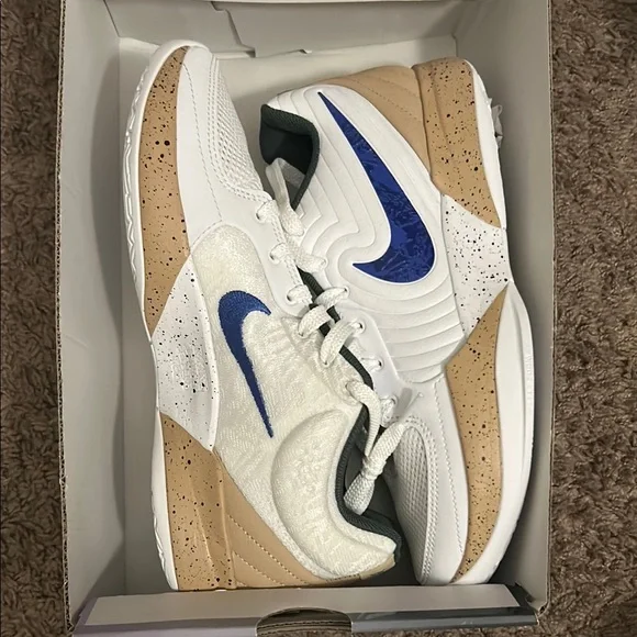 Nike Ja 2 White and Tan Shoes with Blue Accent size 10 Nike Ja Morant 2 White/Royal Blue/Brown 2025 Mens Basketball  main image 3